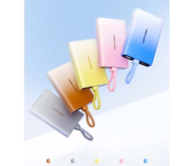 Vention Powerbank 10000 mAh USB-C Lightning USB-A 22,5W różowy - 1543389 - zdjęcie 3